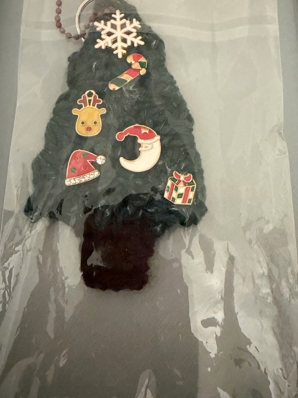 Christmas Tree keychain- Green Holiday with Festive Pins